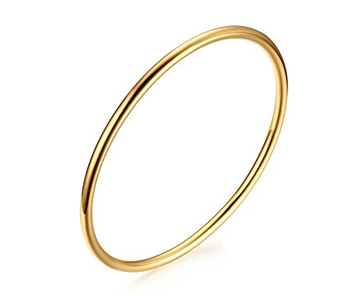 Joielavie 3mm Bracelet Jonc Plaqué Poli Lisse Elegant Acier Inoxydable Bijoux Fantaisie Cadeau Femme Or Cover