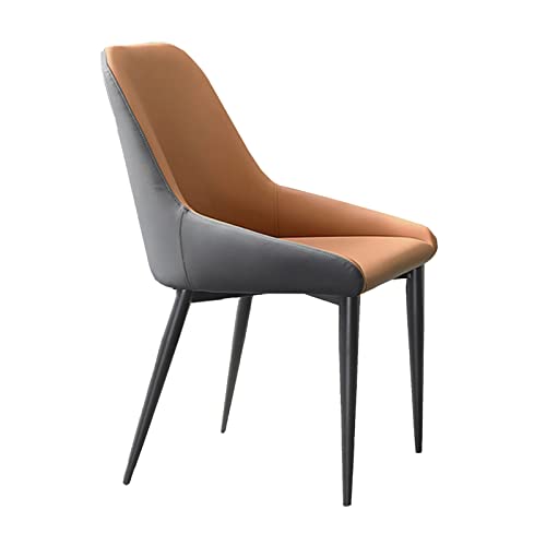 SJIALEN Modern Dining Kitchen Room Chairs, Soft Artificial Leather Cushion Seat Carbon Steel Legs Upholstered Living Room Side Chairs Kitchen Chair (Color : Earthy Yellow, Size : 49x50x83cm)