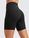 CRZ YOGA Super High Waisted Butterluxe Womens Biker Shorts 6 Inches - Buttery Soft Workout Yoga Over Belly Black Small