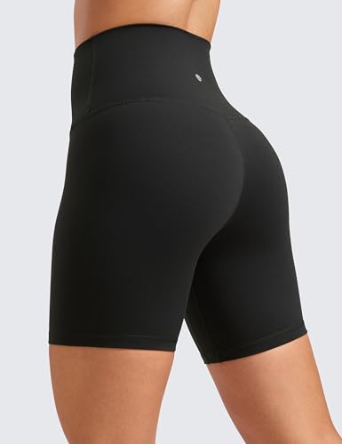 CRZ YOGA Super High Waisted Butterluxe Womens Biker Shorts 6 Inches - Buttery Soft Workout Yoga Over Belly2