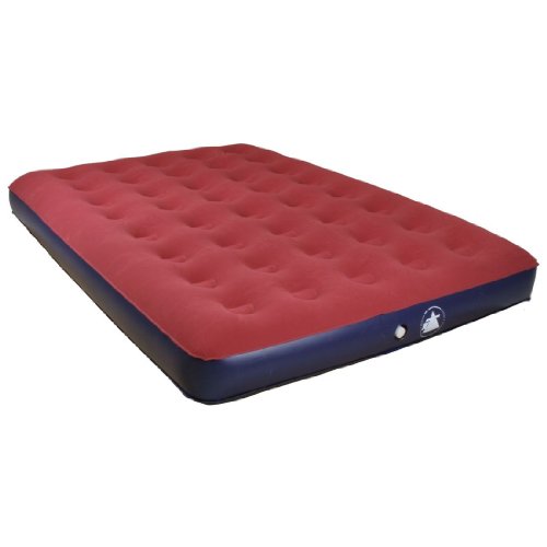 10T1446-4260181761015 Velo Double 198x138x26 cm 2 Mann Luftbett Velour Luftmatratze Campingmatte XL Outdoor Matratze, Rot, 2