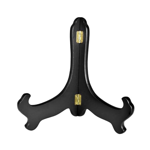 kesurpae Pålitlig tallrikshållare, tallriksstativ, fotoramsstativ, tillverkat i trä, konstutställning och hem, vackert tillverkade träbilder, kokböcker, konsträtt, fest, bröllop, Svart, L