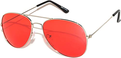 Image of OWL Aviator Sunglasses Mens Womens Metal Frame Assorted Mirrored, Smoke, Tinted Lens Colors