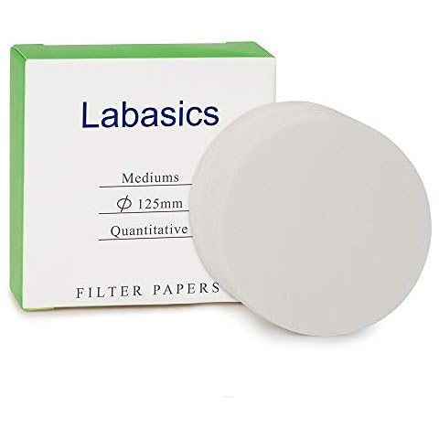 Labasics Quantitative Filter Paper Circles, 125 mm Diameter Cellulose Filter Paper with 15 to 20 Micron Particle Retention Medium Filtration Speed, Pack of 100 Cover