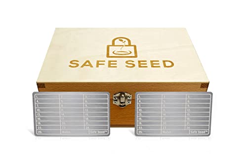 Safe Seed Titanium Wallet 12-25 Word Recovery Passphrase Backup Complete Stamp Kit W/ 2 Titanium Plates & Steel Bench Block Cold Storage Bitcoin Ethereum Ledger Trezor KeepKey