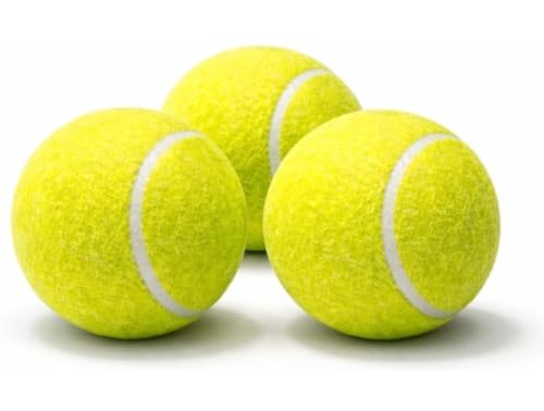 Image of High Bounce Rubber Tennis Balls Pack of 3 - Multi-Purpose Cricket Practice Balls for Turf, Cement & Outdoor Play