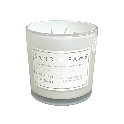 Sand + Fog Paws Scented Candle - Pineapple Coconut - Additional Scents and Sizes –Luxurious Air Freshening Jar Candles Neutralize pet Odors and Enhance Home décor – 100% Cotton Lead-Free Wicks - 21 oz