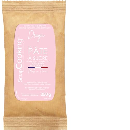 ScrapCooking - Pâte à Sucre Rose « Dragée » 250 g - Colorant d’Origine Naturelle - Sans Gluten, Sans Huile de Palme - Pour Gâteaux, Pâtisseries -...