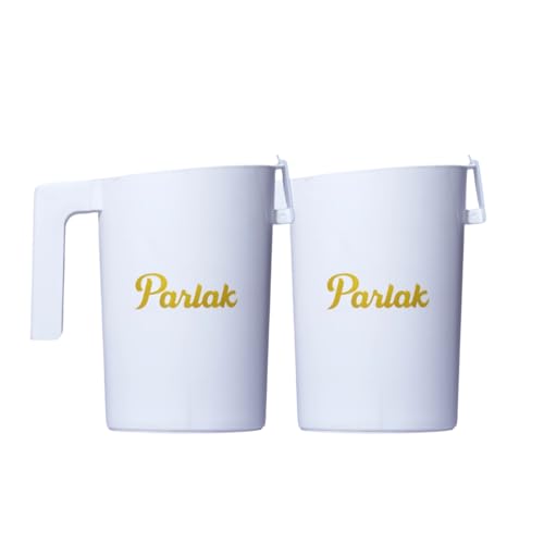 Image of Milk and Oil Packet Holder, Black Plastic Kitchen Organizer with Handle, Cylindrical Spill-Proof Pouring Container (White, Large combo)