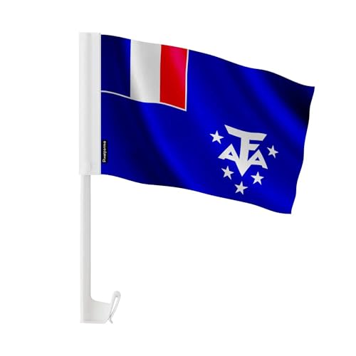 Drapeau voiture Antarctique française en polyester 14x21 cm lot de 20 pièces pour véhicule