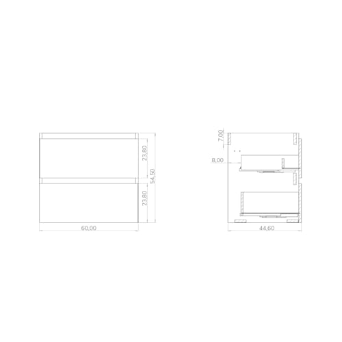 Miniatura 3 de Baikal Mueble De Baño Rubi. Mueble Montado. 2 Cajones Suspendido Con Lavabo. Armario De Baño. Lavabo Ceramico. Cierre Amortiguado. Altura 55cm. 60cm Negro.