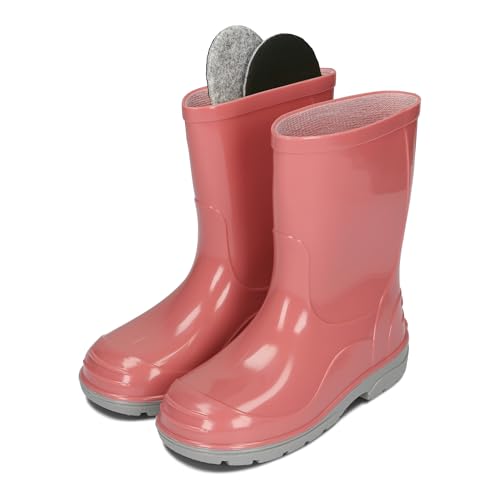 BeKiddy Botas de Goma Niños Niñas Botas de Lluvia Impermeables 20-35 EU (Rosa polvo, Sistema tallas calzado EU, Niño (2-5 años), Números, mediano, 34)