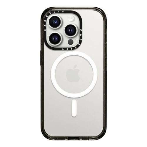 CASETiFY MagSafe 対応インパクト iPhone 15 Pro ケース [MIL規格準拠 (4x MIL-STD-810G) / 2.5mからの落下試験をクリア / MagSafe に対応] - クリア ブラック