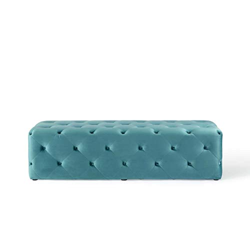 Modway Amour Tufted Performance Velvet Upholstered Entryway Sea Blue, 60" Bench #TOP3