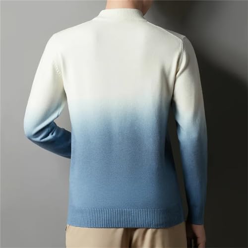 Winter Men Half Turtleneck Thicken Gradient Color Sweater Fashion Warm Casual Knitted Pullovers4
