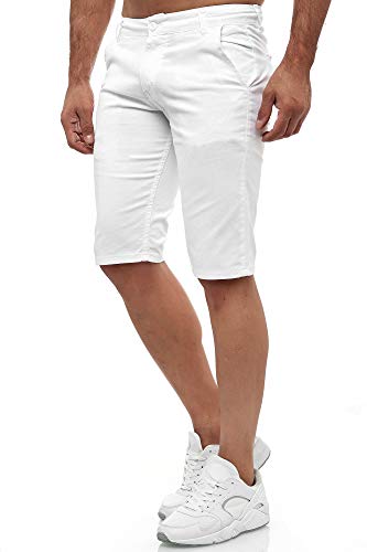 Tazzio Herren Chino Shorts 20549 – Kurze Hose Slim Fit Stretch Sommer Chinoshorts – Weiß 32W