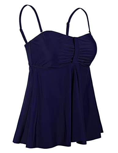 Image of Hilor Women's Flyaway Tankini Top Bandeau Swimsuit Flowy Bathing Suit Tummy Control Swimwear