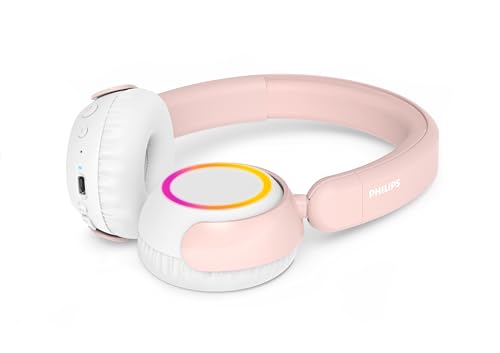 Image of Philips K4200 Lightweight On-Ear Wireless Kids Headphones - Built-in Mic, LED Lights, Safe Volume Limited, Audio Sharing, Foldable & Durable, Pink