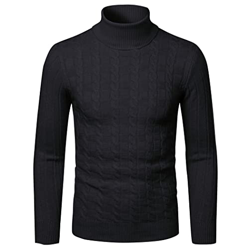 Pull à col roulé noir tricoté homme M de qualité supérieure - 2