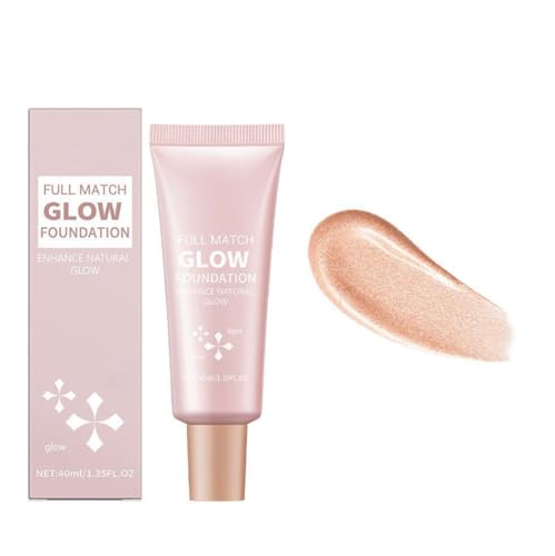 Base de maquillaje Full Coverage Glow, brillo ligero y resplandor natural para rostro y cuerpo, cobertura media a completa para una piel radiante e impecable,40ml