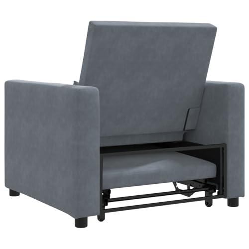 Massbinet 3-in-1 Schlafsofa Dunkelgrau Samt Relaxsessel Fernsehsessel Ruhesessel