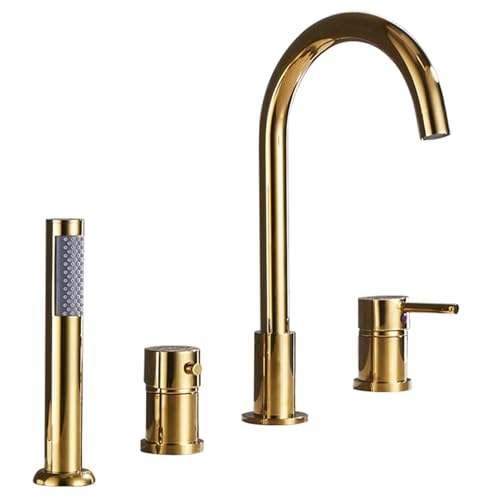 Robinet mitigeur de baignoire or LWX anti-calcaire avec pommeau et tuyau pour éliminer les fuites