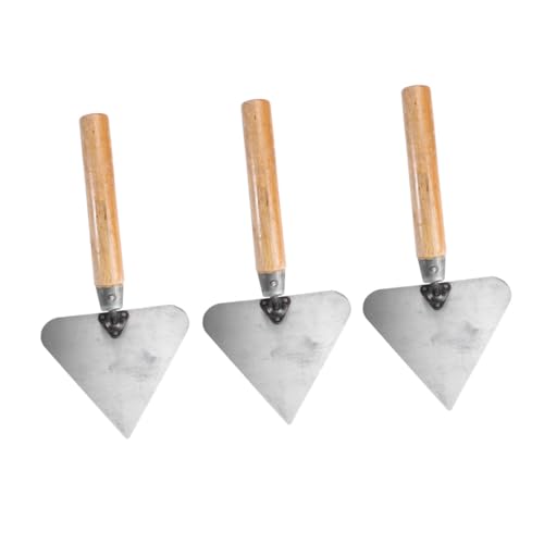 SOPOTUTU 3piezas Paleta De Albañilería De Acero Inoxidable Llana De Hormigón Con Mango De Madera Raspador De Barro Para Construcción