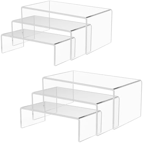 Amazon.com: Acrylic Riser, 6 Pcs Clear Rectangular Tiered Display Stand ...
