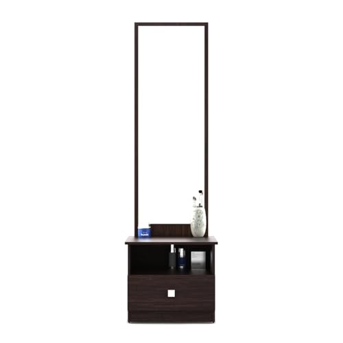 Image of Omega Dressing Table with Storage | Engineered Wood | Choco Walnut Finish | 1 Drawer, 1 Shelf | Matte Finish | 36-Month Warranty | Knock Down