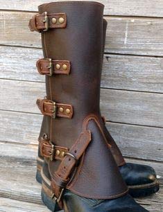 Unisex Soft Leather Leg Protector Chaps Western Half Chaps Zip-Up Pair Child-Adult Size in Variation, Image, Description, C46 (M-Calf-14-14.5in-Height 16in)