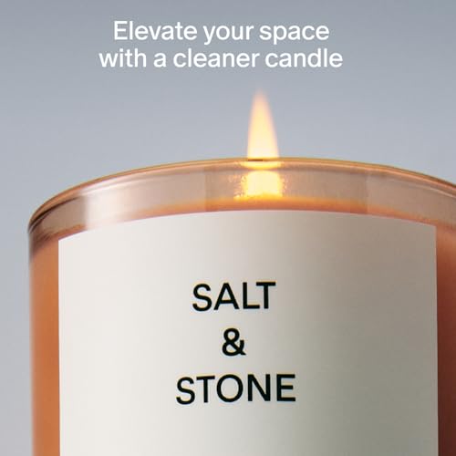 SALT & STONE Scented Candle for Women & Men | Hand-Poured, Aromatic & Fragrant | Coconut & Soy Blend Wax | 100% Cotton Wick | Long-Lasting 50 Hour Burn Time (8.5 oz) (Bergamot & Hinoki)