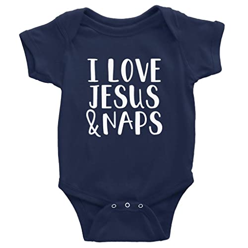 Image of GKrepps I Love Jesus & Naps Baby Christian Onesie Bodysuit Infant Toddler Baby Clothes
