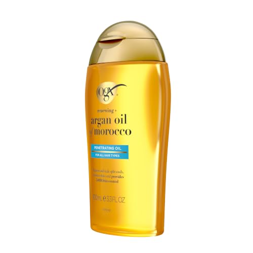 Image of OGX Renewing + Argan Oil of Morocco, Cold-Pressed Argan Oil for Hair Penetrating Treatment & Shine, Moisturizing & Strengthening Silky Oil for All Hair Types, Paraben & Sulfate Free, 3.3 fl oz