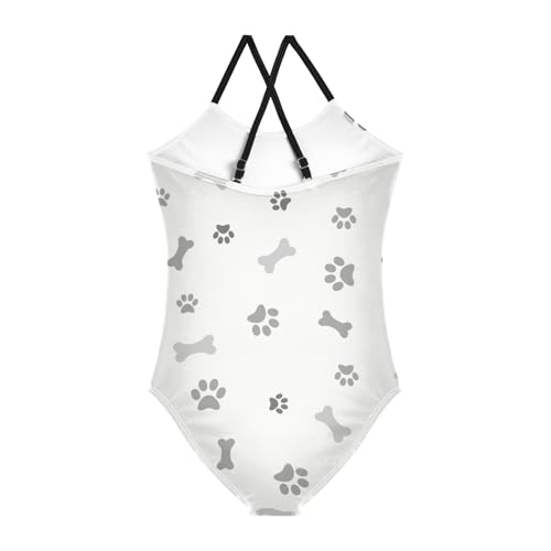 Background Dog Paw Print Bone Toddler Girl Swimsuit 1-Piecing Toddler Girl Bathing Suit Swimsuits for2