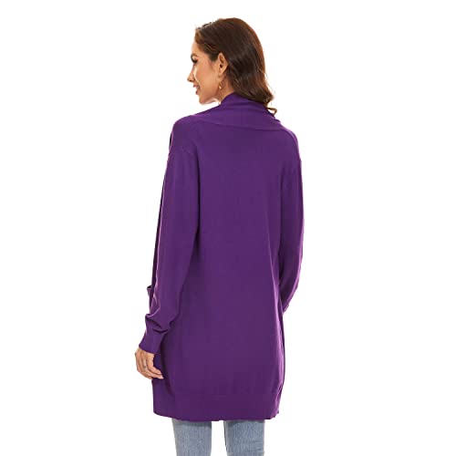 Huuloo Women's Open Front Long Shawl Cardigan Sweater with Pockets3
