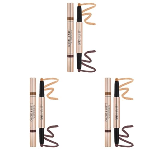 Image of Swiss Beauty Chrome & Matte Twin Eyeshadow Stick | Mix of Matte and Shimmer | Easy to blend, non creasing eyeshadow | 24 Hour Stay | Shade- Cinnamon Crush, 2g (Pack of 3)