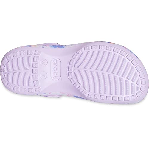 Image of Crocs Women's Classic Graphic Platform Clogs, Platform Shoes, Lavender /Multi, 10 Women