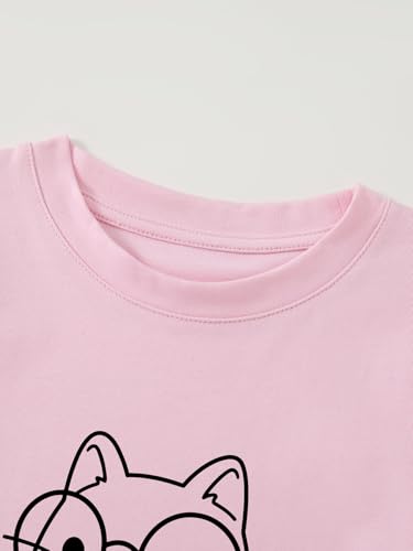Image of Girl's Cute Cat Graphic T-Shirts Funny Animal Lover