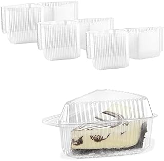 Cake Slice Container-Clear Cake Cheesecake Pie Slice Containers with Medium Dome Lid, Disposable Hinged, Pack of 50