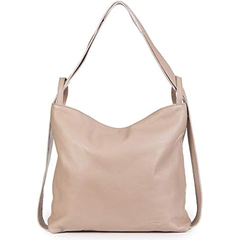 LiaTalia Womens Shoulder Backpack Bag - Mutiple Use Dual Style Soft Italian Leather Handbag - Unique Plain yet Trendy Rucksack Bag - Nicole (Baby Pink) Cover