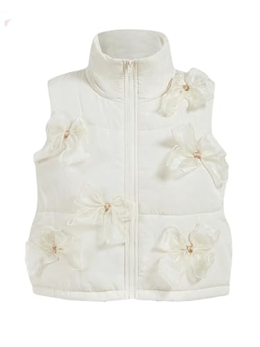 MakeMeChic Women's Bow Front Padded Vest Mock Neck Sleeveless Quilted Puffer Jacket Outerwear