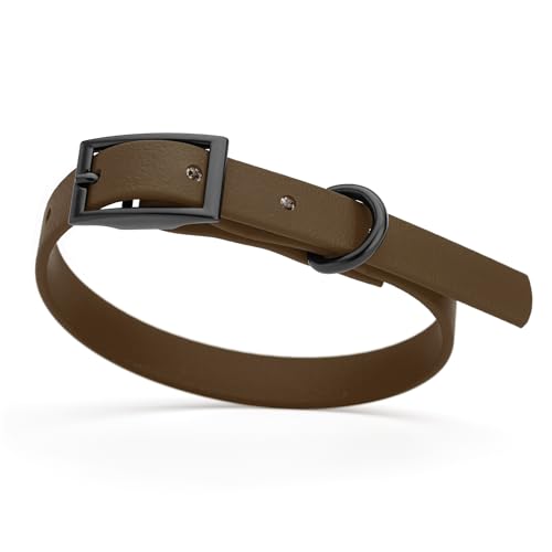 Image of Dogline Biothane Waterproof Dog Collar Strong Coated Nylon Webbing with Black Hardware Odor- Proof for Easy Care Easy to Clean High Performance Fits Small Medium or Large Dogs, Dark Chocolate Brown