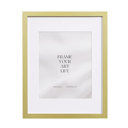 eletecpro 11x14 Picture Frame Made of Solid Wood Gold