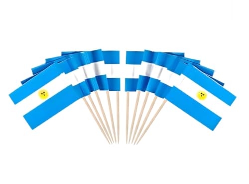 JAVD CYPS 100 Pcs Argentina Flag Argentine Toothpick Flags, Small Mini Stick Cupcake Toppers Argentine Flags,Country Picks Party Decoration Celebration Cocktail Food Bar Cake Flags