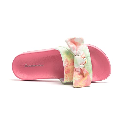 Image of FUNKYMONKEY Women's Bowknot Slides Sandals Comfort Casual Beach Slippers | Soft Denim Fabric Upper & Comfortable EVA Sole, Lightweight Slip-On Slides for Summer, Beach, Pool, and Daily Casual Wear