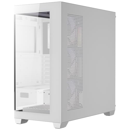 Image of Antec CX300 RGB Elite White with Panoramic 270 Degree View, Vertical Cooling, 4X 120mm Pre Installed RGB Fans, 420mm GPU Support, ATX Mid Tower Gaming Cabinet