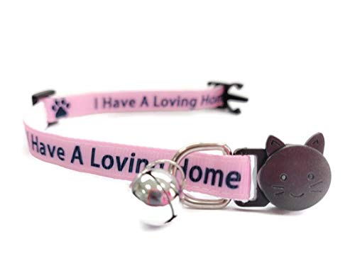 Worded Cat Collars with Bell - Please Do Not Feed Me, I Am Microchipped, 2. Pink, I Have A Loving Home, Pack of 3 - Image 2