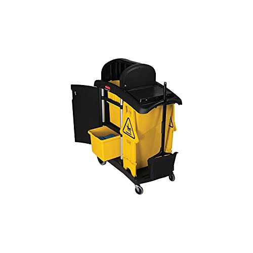 Rubbermaid Housekeeping FG9T7200BLA Service Cart with Two Caddies, Black 38.3" x 21.8" x 49.8"