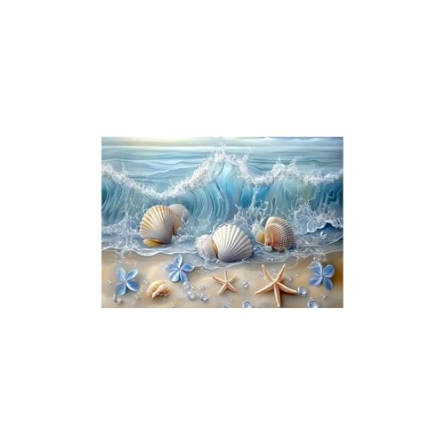 Impression florale murale TERUEA bleu clair pour sublimer le salon en 70x100cm