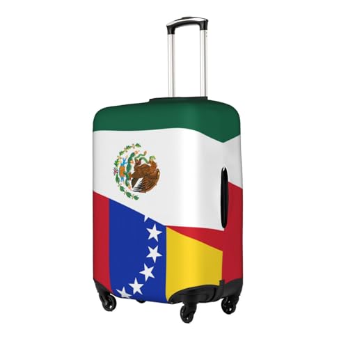 Travel Luggage Cover Half Mexico Half Venezuela Flag Fashion Washable Baggage Suitcase Protector Fit For Luggage Small2